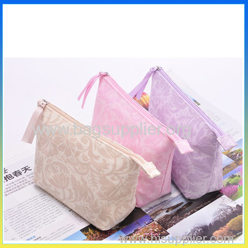 Latest party clutch bag printing flower canvas travel accessory korean cosmetic