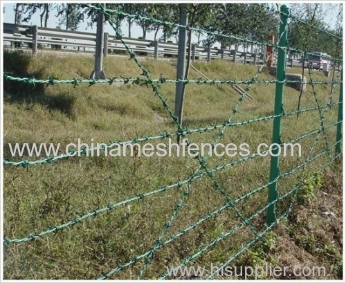 Green PVC-coated barbed wire green barbed wire fence