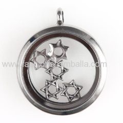 Platinum Plated Alloy Vintage Star Floating Locket Charms Wholesale