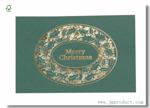 Green Kraft Paper Stencil Cutting Christmas Card