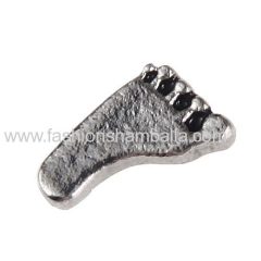 Platinum Plated Alloy Vintage Footprint Floating Locket Charms Wholesale