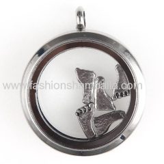Platinum Plated Alloy Vintage Footprint Floating Locket Charms Wholesale
