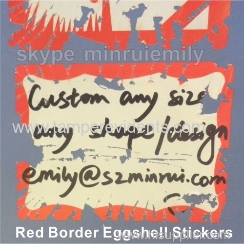 Writable Red Border Eggshell Stickers