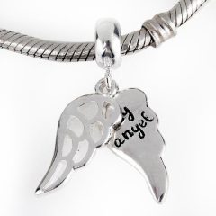 European Style Sterling Silver Dangle Loving Angel Wings Beads