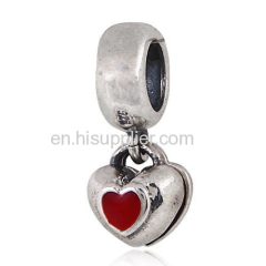 Sterling Silver Dangle YOU and ME with Enamel Heart Beads