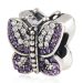 Wholesale Sterling Silver Sparkling Butterfly Beads with Tanzanite and Clear Austrian Crystal in China