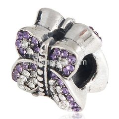 Sterling Silver Sparkling Butterfly Beads with Tanzanite and Clear Austrian Crystal