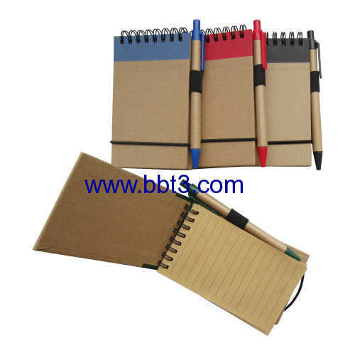 recycle notebook with pen