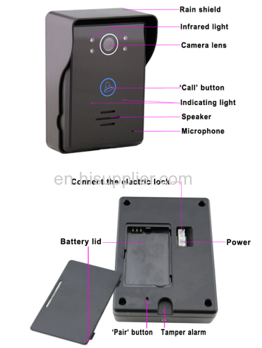 2014 newest Touch key 2.4GHz wireless 7  video doorbell