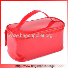 Red shining PVC makeup new design cosmetic zip lock bag