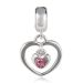 European Sterling Silver Dangle Radiant Heart Beads with Light Rose Austrian Crystal Goods Best Seller