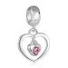 European Sterling Silver Dangle Radiant Heart Beads with Light Rose Austrian Crystal Goods Best Seller