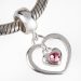 European Sterling Silver Dangle Radiant Heart Beads with Light Rose Austrian Crystal Goods Best Seller