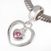 European Sterling Silver Dangle Radiant Heart Beads with Light Rose Austrian Crystal Goods Best Seller