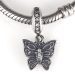 European Sterling Silver Dangle Love Butterfly Beads with Clear Austrian Crystal New Design