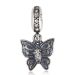 European Sterling Silver Dangle Love Butterfly Beads with Clear Austrian Crystal New Design