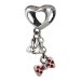 2014 New Arrival Sterling Silver Dangle Fashionably Tied Minnie Mouse Bow Beads with Light Siam Austrian Crystal