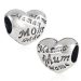 European Style Sterling Silver MOM Heart Charm with MOM Love in Different Languages