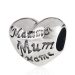 European Style Sterling Silver MOM Heart Charm with MOM Love in Different Languages