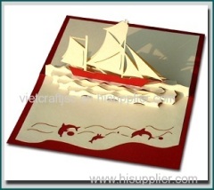 Yatch 3d card pop up greeting card