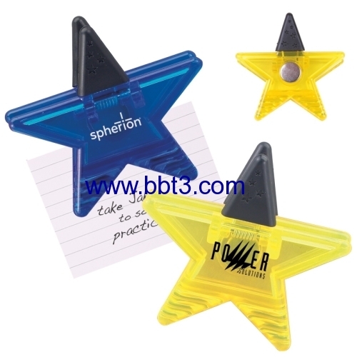Promotional star shape plastic magnetic clip with printing