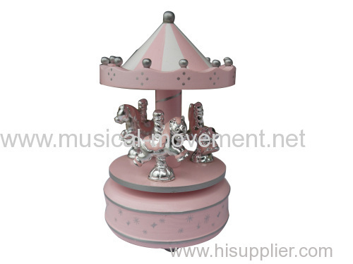 Wooden Carousel Safe Wind up Music Box