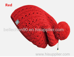 Factory OEM knitting pattern hats with pom pom
