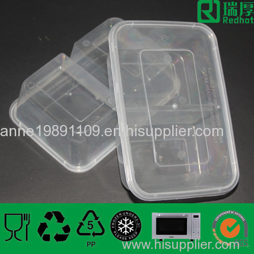 Divided Clear Microwave Safe Plastic Storage Box 650ml