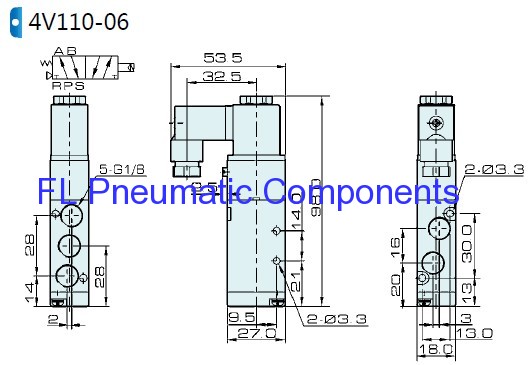 Two Position Five Way Solenoid Valve