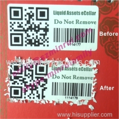 Custom Tamper Evident Security Asset Tracking Fragile Destructible Labels With Barcode and Serials Numbers