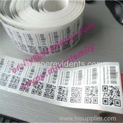 Custom destructible tamper proof asset labels with qr code Anti-theft barcode or qr code sticker