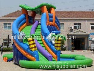 0.55mm Thickness Inflatable Pool Slide / CE Approved Blower / Durable Vinyl Carriage Bag