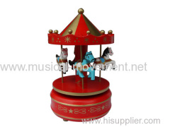 Red Wood Spring Power Musical Carousel