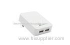 White Mini Double USB Wall Charger 15W CEC / 5V 1A AC Adaptor SCP
