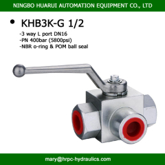 BK3-G1/2 hydac 3 way bsp female thread 1/2 inch DN16 high pressure ball valve white zinc plated