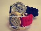 Leopard Crystal Silicone Wristband Watch Red / Black Non-corrosive
