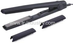 Flat iron hair straightener with teeth