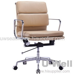 2015 new selling green aluminum arm and base PU leather eames Leather Executive guest office chairs adjustable BIFMA