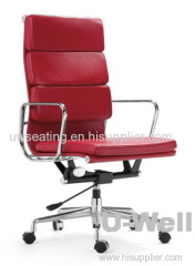 OEM OAM wholesaler order red eames leather aluminum middle High Back leather executive guest office chairs
