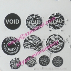 Custom Crushd Ultra Destructible Vinyl Black Round Warranty Date Stickers Printing