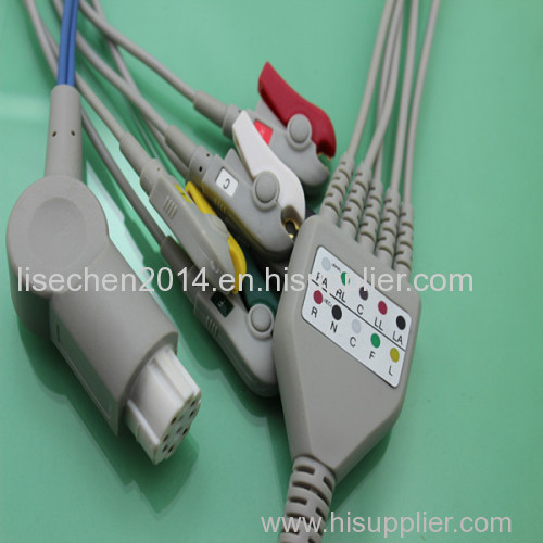 Datex ECG cable 5 lead ecg cable leadwires with clip
