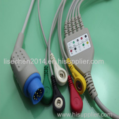 Siemens One Piece 5 ECG Cable and Leadwires Round 10 pins