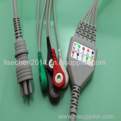 Colin medical ecg cable and leadwires 5 leads 6pin AHA with snaps BP88/BP306