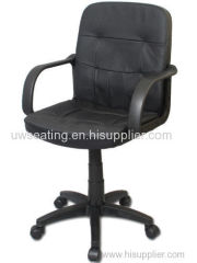 Hotsale simple design good prices Mid-back imitation leather task computer armrest desk chair with nylon base