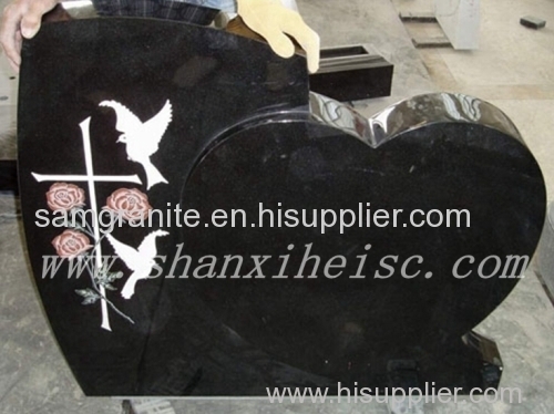 All kinds heart-shaped shanxi black granite G1401 tombstone