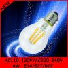 High quality glass body 360 degree emitting E14 E27 B22 base 6W LED bulb