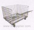 Folding Slatwall Metal Mesh Wire Display Baskets / Chrome Wire Storage Baskets