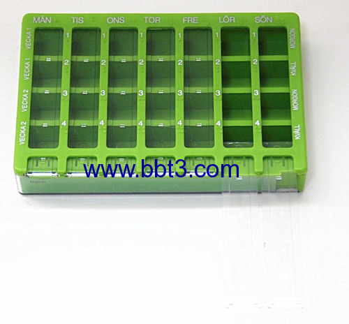 Side opening high quality promotional 28 compartments pill box