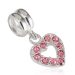 Fashion Design Sterling Silver Heart Dangle Charms with Clear Austrian Crystal