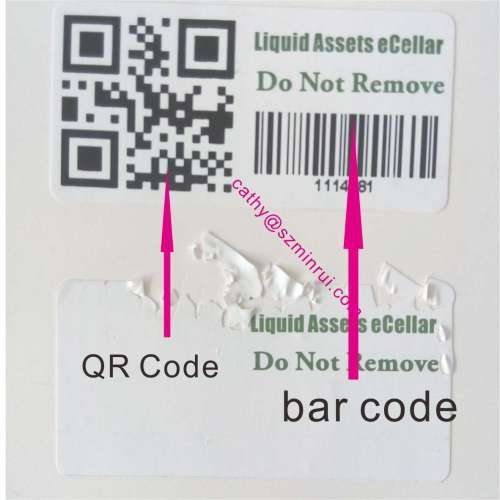 Tamper evident proof brcode asset labels